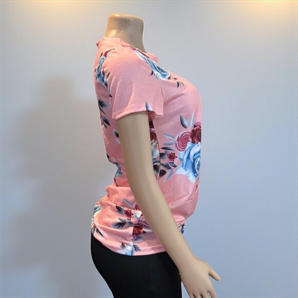 Pink Floral Shirt With Knot Top - Picture 7 of 8